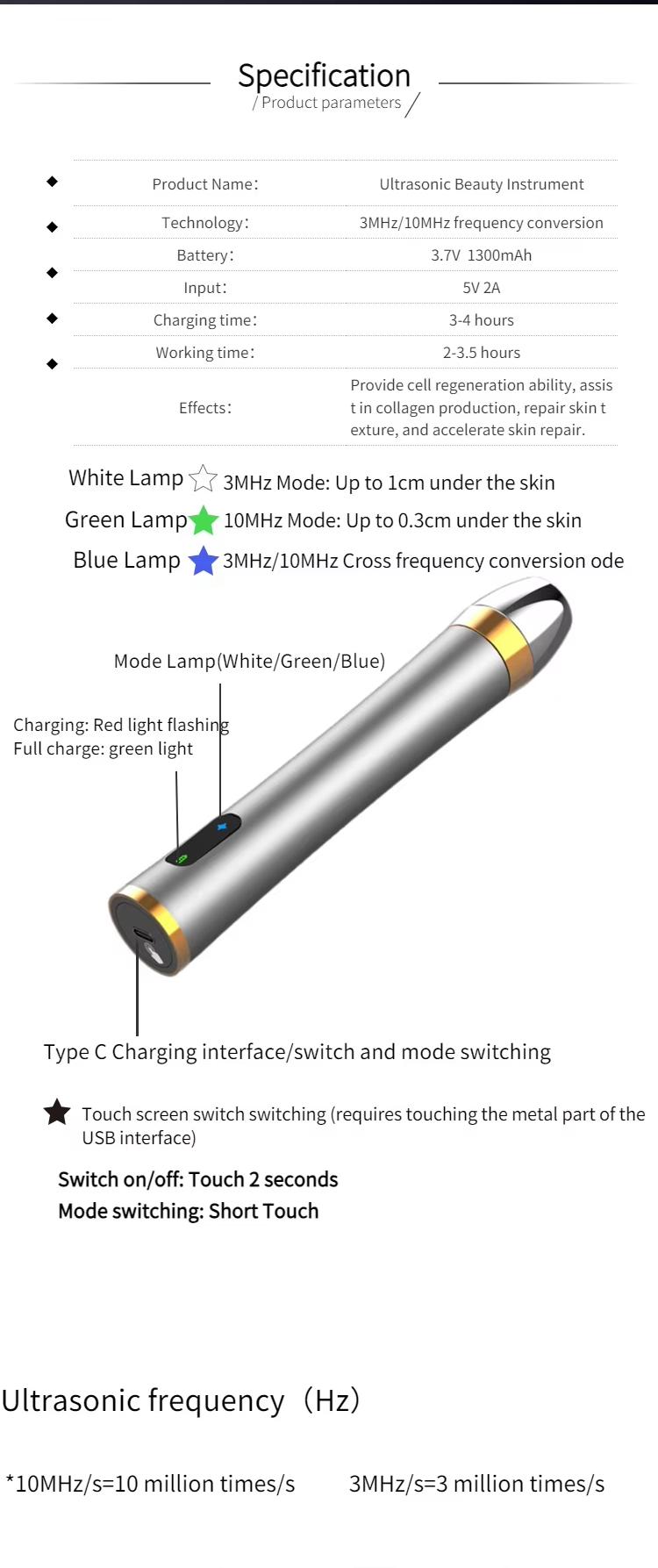 LDM Pen Dual-Frequency Ultrasound Device