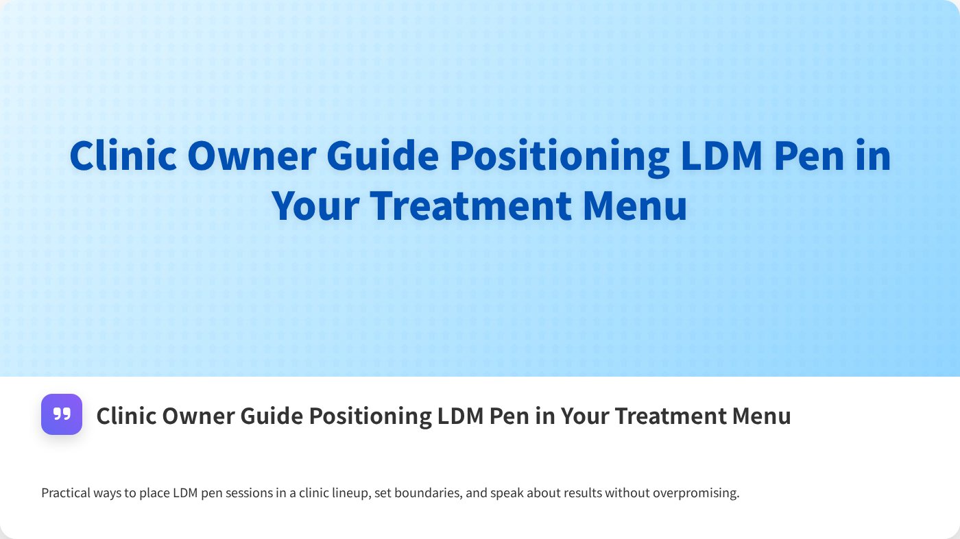 Clinic Owner Guide Positioning LDM Pen in Your Treatment Menu